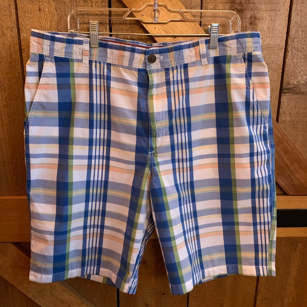 Mens IZOD Plaid Chino Cotton Shorts Size 38